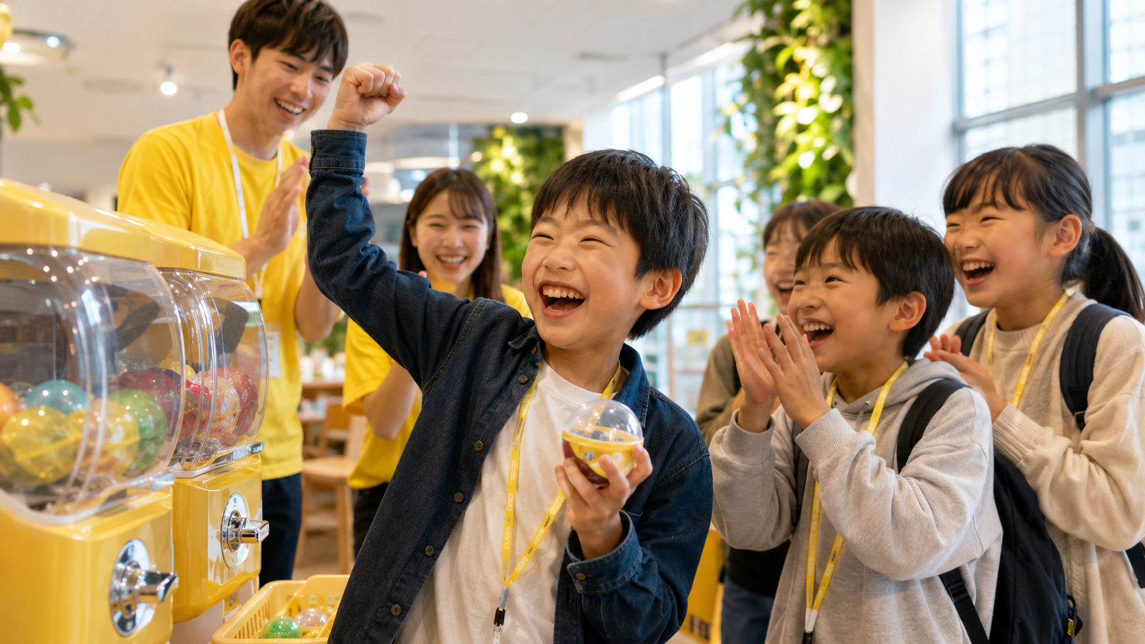 ガチャで景品が当たって喜ぶ子ども（イメージ）